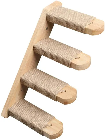 Cat Wooden Wall Hanging Ladder Pine Springboard Stairs Cat Toy Multi layer 4Steps On The Left - Shop at LoveMi