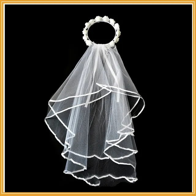 Bridal Wreath Veil White And White Rose Wreath Veil Bachelor Party White - Shop at LoveMi