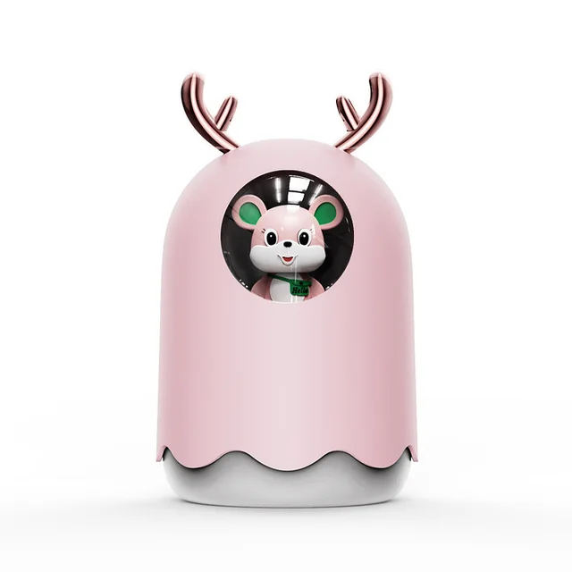 TAESANO Portable Desktop Cute Ultrasonic UV Cool Mist Water Mini Air Humidifier Machine With Lamp For Home Room Office Pink - Shop at LoveMi