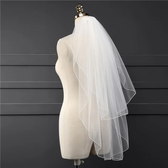 White Veil Bridal Veil Soft Mesh Belt Hair Comb Overlock Short White - Shop at LoveMi