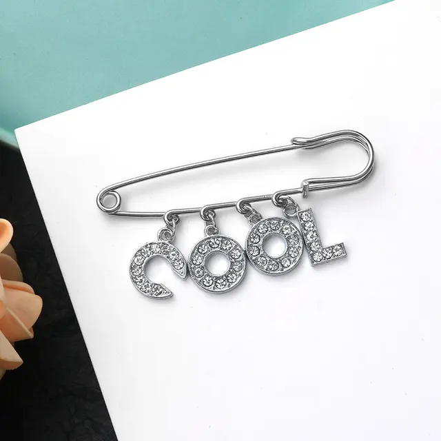 New Style Simple Rhinestone Letter Anti Glare Brooch Cool - Shop at LoveMi
