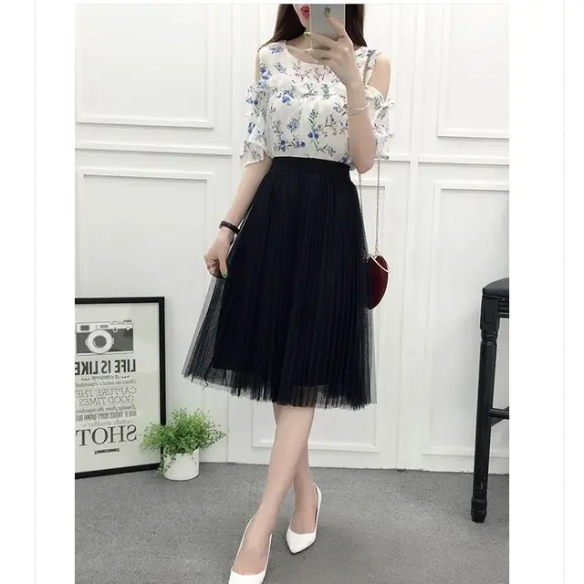 New High Waisted, Slim, All Match Fairy Skirt, Small Net Gauze Skirt Black - Shop at LoveMi