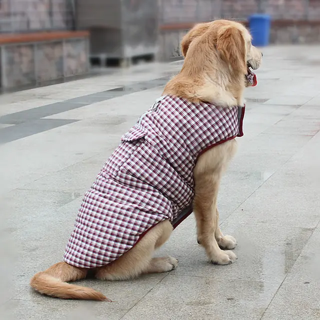 Waterproof Dog Vest Jacket Two Side Clothes Puppy Pet Clothing Warm Winter Dogs Coat For Small Medium Large Dogs Pink Grid - Shop at LoveMi