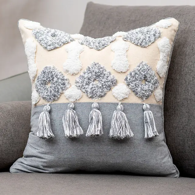 Flow Sofa Throw Pillow Chair Cushion Lumbar Pillow Tassel Moroccan Office Cushion Pillow A - Shop at LoveMi