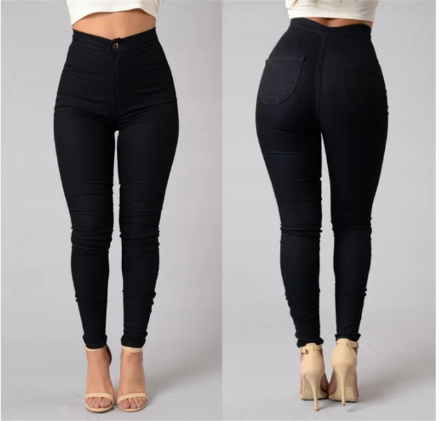 Fashion Stitching High Waist Skinny Pants Black - Shop at LoveMi