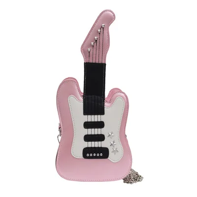 Mini Guitar Shape Crossbody Women Cute Messenger Creative Personality Pu Bag Pink - Shop at LoveMi