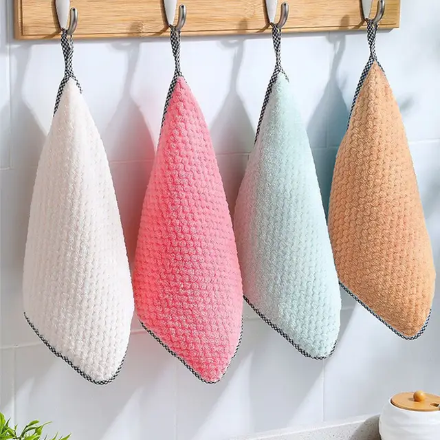 Kitchen Non stick Oil Thickened Absorbent Rag Dish Towel Orange - Shop at LoveMi