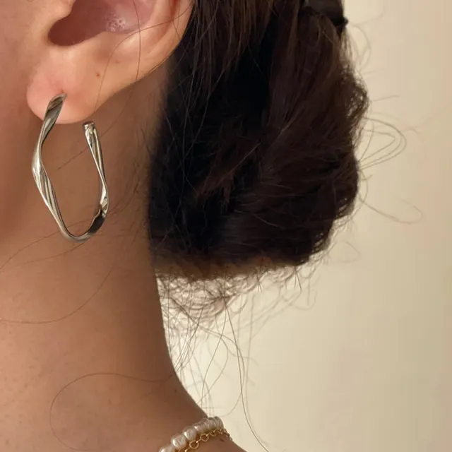 Simple Temperament Twisted Mobius Earrings Sliver - Shop at LoveMi