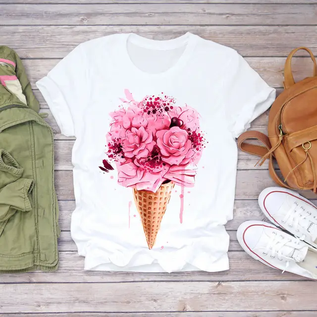 Plant Flower Pattern Printed T Shirt Modal Wildflower Short Sleeve - Shop at LoveMi