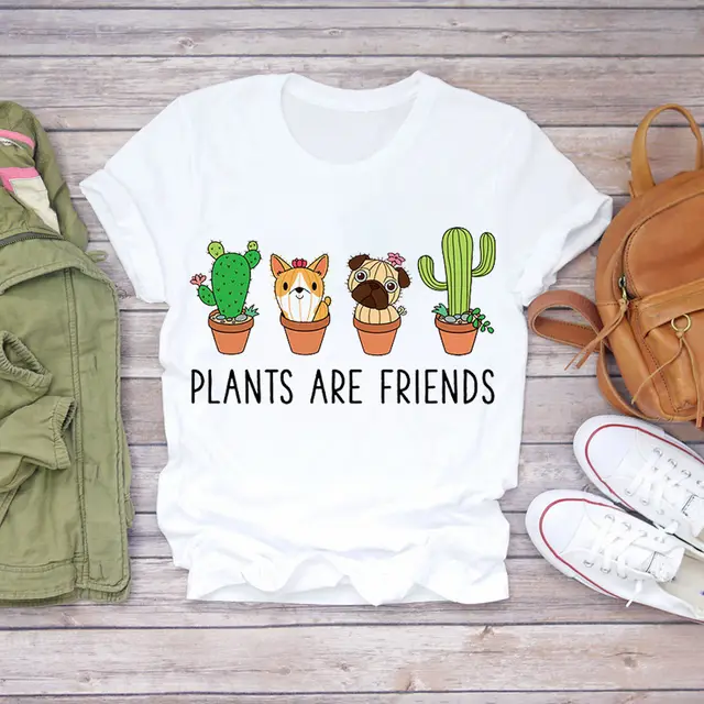 Plant Flower Pattern Printed T Shirt Modal Wildflower Short Sleeve M - Shop at LoveMi