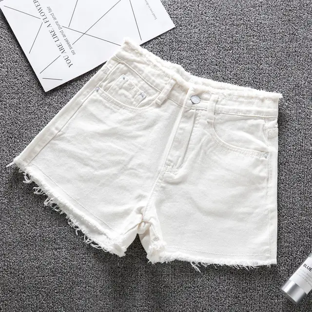 Denim Shorts Women's Summer Korean Version Of Loose Wide Legged Wild Thin High Waisted Hot Pants White - Shop at LoveMi