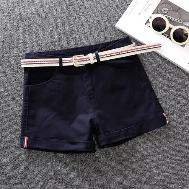 High Waist Curled Up Slim Slimming Stretchy All match Hot Pants Black - Shop at LoveMi