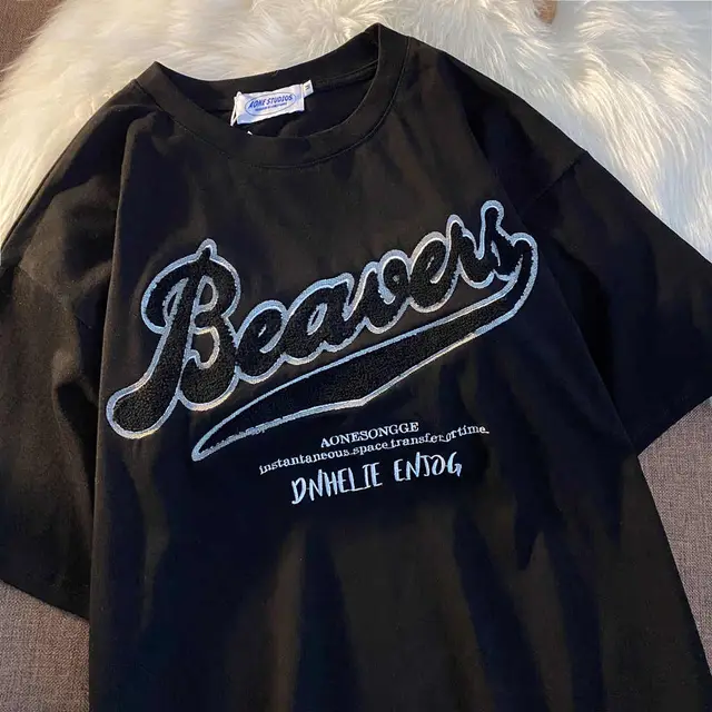 Cotton Embroidered Short Sleeved T Shirt Black - Shop at LoveMi