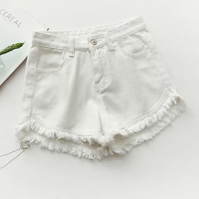 Newsummer Women Short Jeans Ladies Denim Pants Trousers White - Shop at LoveMi