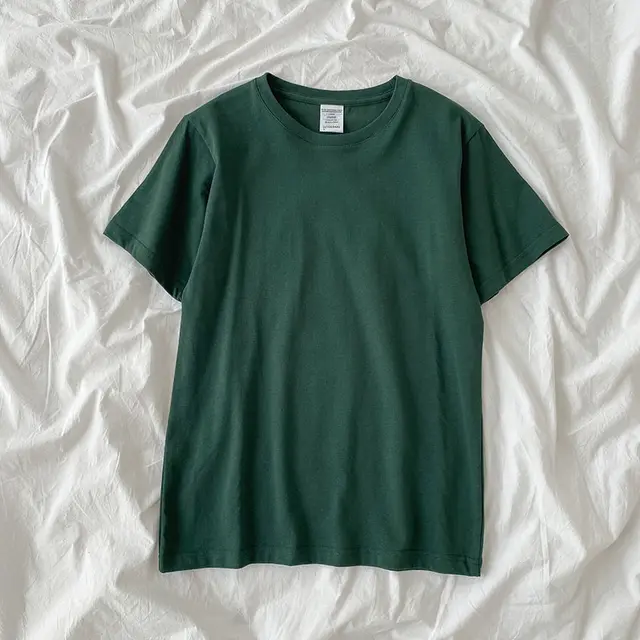 Double Yarn Short Sleeved T Shirt Summer New Style Women's Korean Loose Top Green - Shop at LoveMi