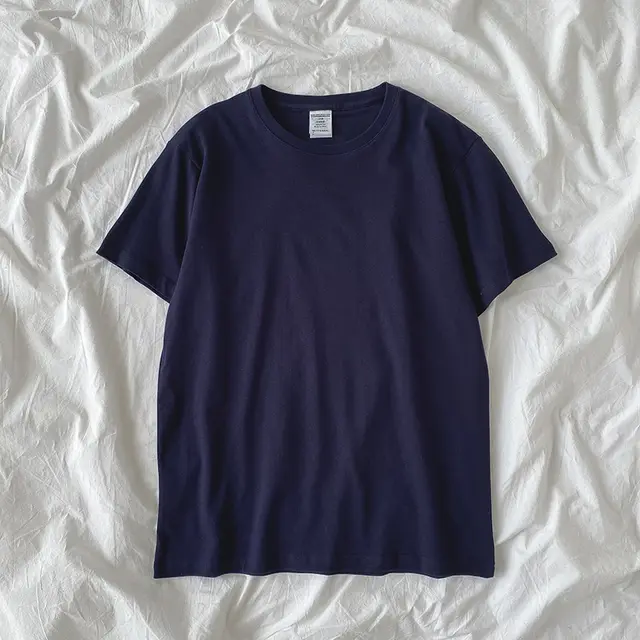 Double Yarn Short Sleeved T Shirt Summer New Style Women's Korean Loose Top Navy Blue - Shop at LoveMi