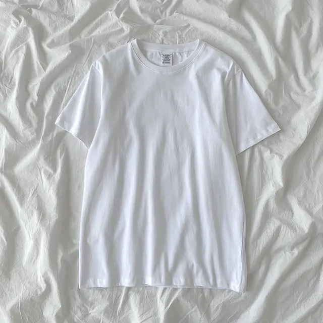 Double Yarn Short Sleeved T Shirt Summer New Style Women's Korean Loose Top White - Shop at LoveMi
