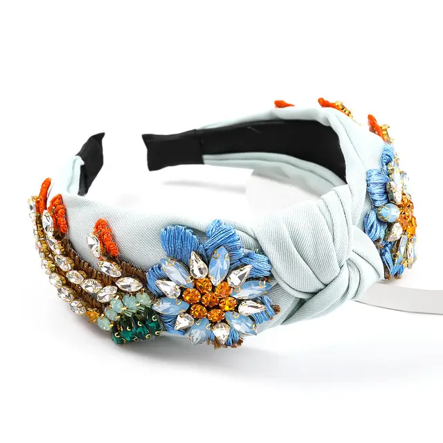 Fashion Fabric Diamond Studded Flower Headband Green - Shop at LoveMi
