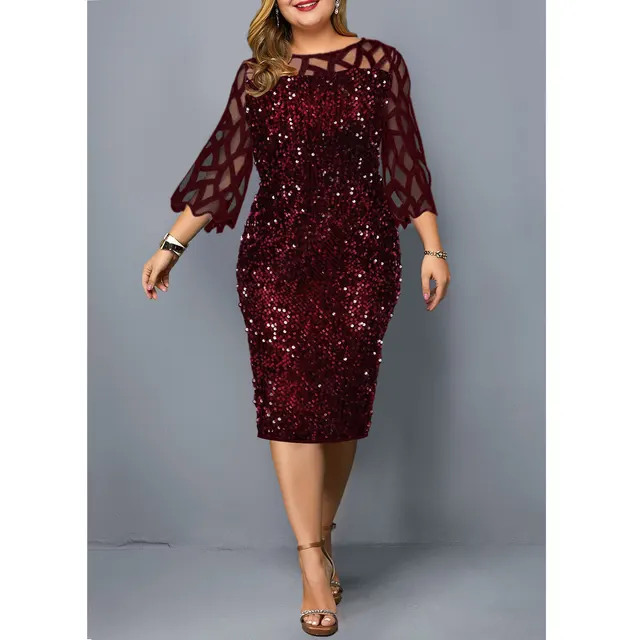 Plus Size Sequin Birthday Party Dress Pink - Shop at LoveMi