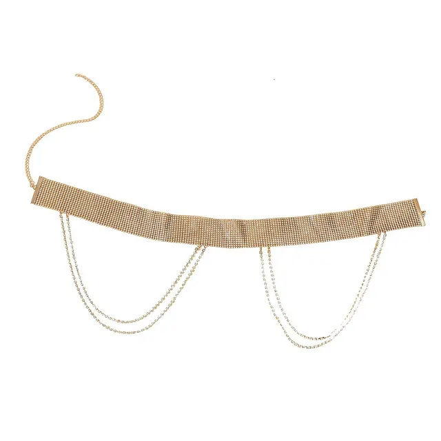 European And American Foreign Trade Jewelry Super Flashing Rhinestone Sexy Low Waist Waist Chain Golden - Shop at LoveMi