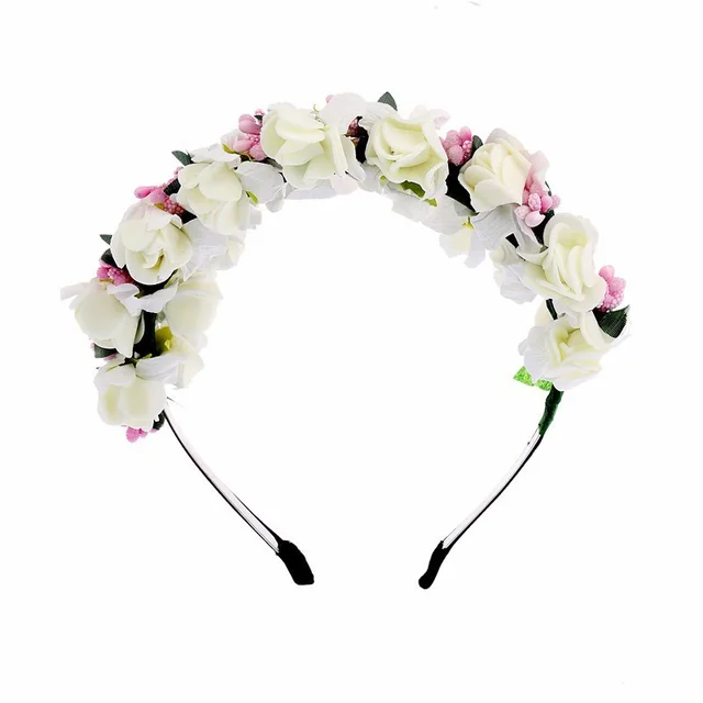Double Strawberry Flower Crown Wreath Headdress White - Shop at LoveMi