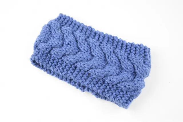 Acrylic Thick Wool Knitted Headband Diagonally Crossed Hair Accessories For Women Blue - Shop at LoveMi