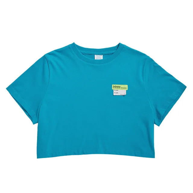Sweet and Spicy Navel And Waist Short Women's Short Sleeve T shirt Blue - Shop at LoveMi