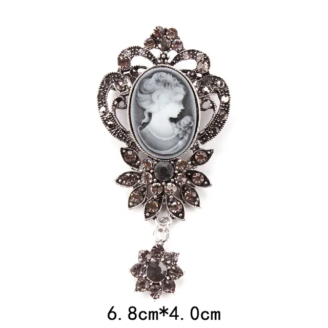 Retro Palace Brooch Female Brooch Female Anti Light European And American Fashion Beauty Head Picture Windbreaker Badge Pin Collar Pin Buckle - Shop at LoveMi