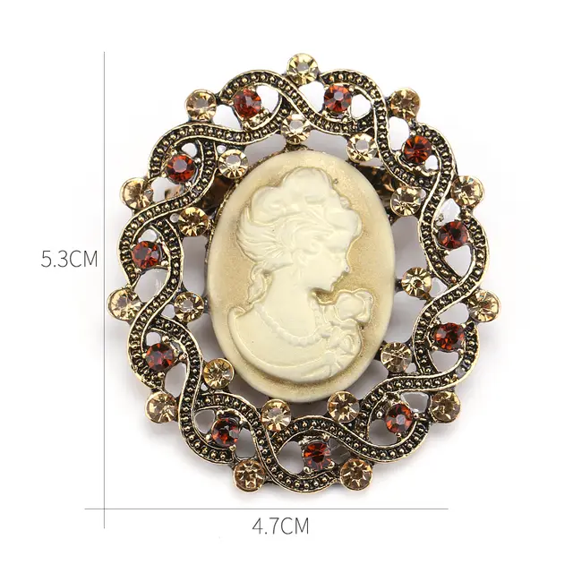 Retro Palace Brooch Female Brooch Female Anti Light European And American Fashion Beauty Head Picture Windbreaker Badge Pin Collar Pin Buckle U - Shop at LoveMi