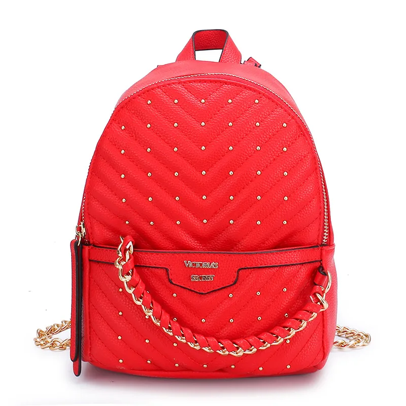 Backpack New Backpack Fashion Mini Nail Nail Women'S Bag Casual Bag Chain Bag Red - Shop at LoveMi