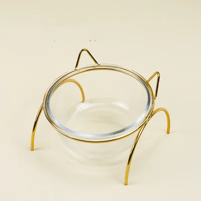 Glass Cat Bowl Double Bowl Protects The Cervical Spine 1Style - Shop at LoveMi