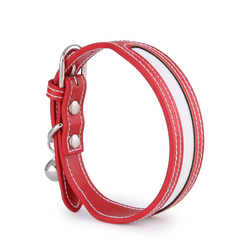 Pet Collar Outdoor Traction Reflective Cat and Dog Bell Collar Pet Products - Red