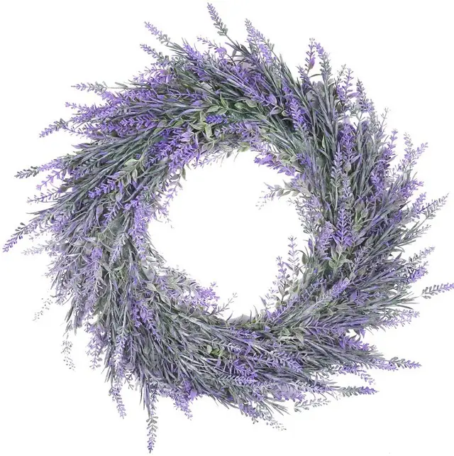Artificial Wreath Door Trim Large Lavender Flocking Wreath Pendant Window Decoration Door Knocker 45Cm - Shop at LoveMi