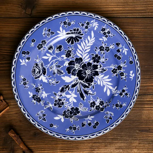 Western style Ceramic Tableware Set Blue And White Western Dishes 8Inch Flat Plate2 - Shop at LoveMi