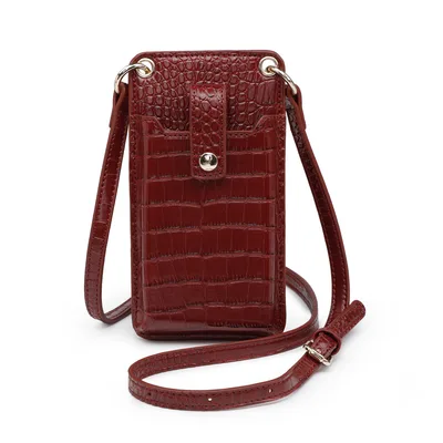 Solid Color One shoulder Diagonal Mobile Phone Bag Red - Shop at LoveMi
