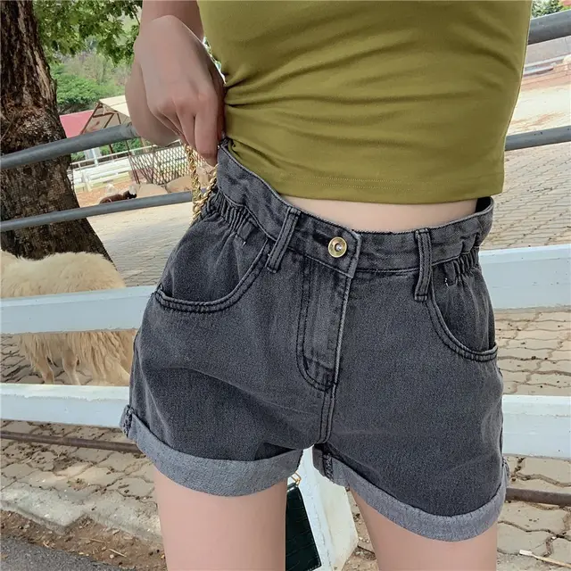 Students Leisure A Word Show Thin Joker Bf Hyuna Wind Wide Leg Hot Pants Tide Black - Shop at LoveMi