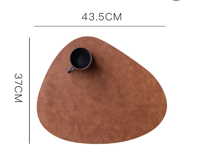 Placemat Leather Placemat Waterproof and Oilproof Pad Anti scald Heat Insulation Pad Deep Coffee - Shop at LoveMi