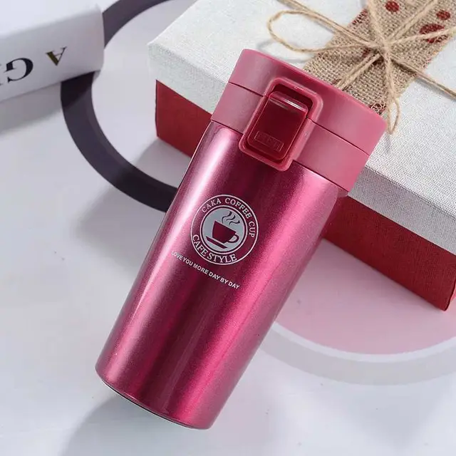 New Stainless Steel Coffee Cup Portable Business Car Gift Water Cup Creative Bouncing Cover Vacuum Cup Custom Red - Shop at LoveMi