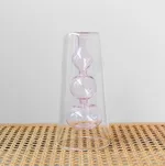 Retro Stained Glass Vase Gourd Hydroponic Flower Plant - Pink