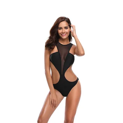 High Waist Bikini Mesh Sexy Swimsuit Black - Shop at LoveMi