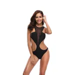 High Waist Bikini Mesh Sexy Swimsuit - Black