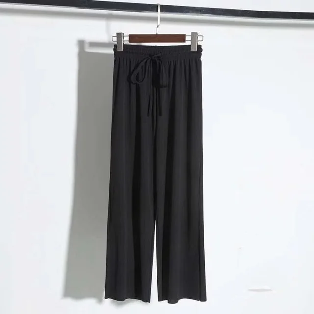 Ice Silk Pendant Wide Leg Pants Straight Leg Pants Black - Shop at LoveMi