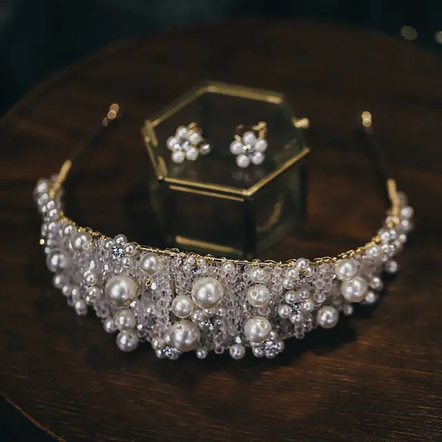 Handmade Beaded Beaded Bridal Wide Hairband Wedding Accessories - Shop at LoveMi