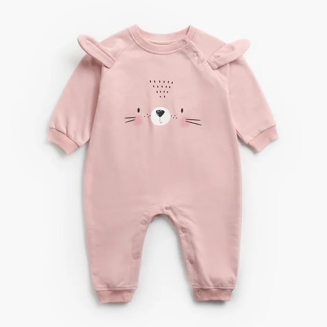Newborn Baby Clothes Long Sleeve Romper Autumn And Winter Pink - Shop at LoveMi