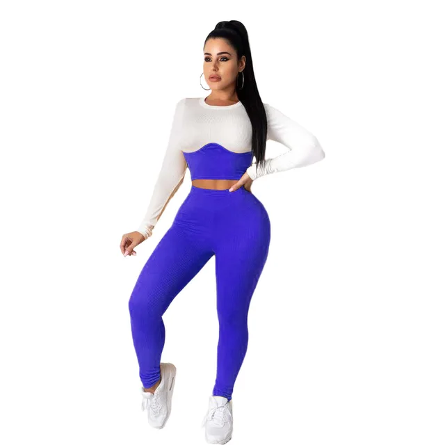 Pack Hip Positioning Stitching Two Piece Suit Blue - Shop at LoveMi
