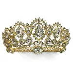 Bridal Rhinestone Wedding Big Crown Headband - Gold