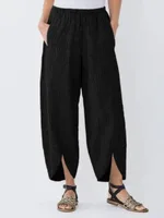 Loose Casual Straight-leg Women's Trousers - Black