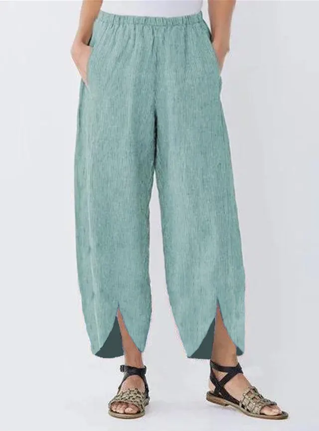 Loose Casual Straight leg Women's Trousers Green - Shop at LoveMi