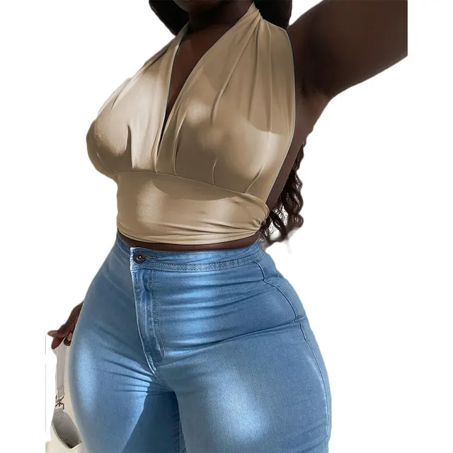 Sexy Tube Top t Shirt Top Summer And Autumn Khaki - Shop at LoveMi