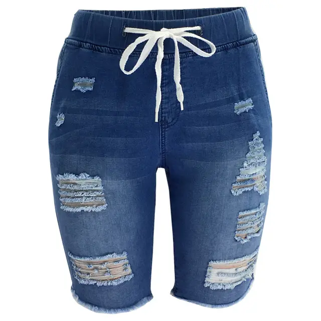 Medium Washed Blue Jeans With Holes In The Pants Blue - Shop at LoveMi